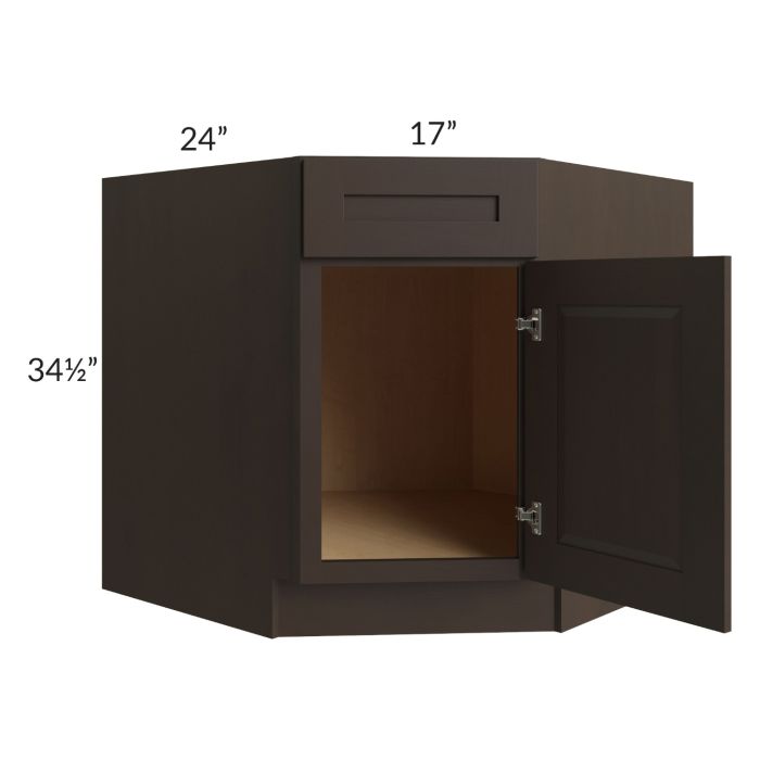 Southport Espresso Shaker 36" Diagonal Corner Sink Base Cabinet