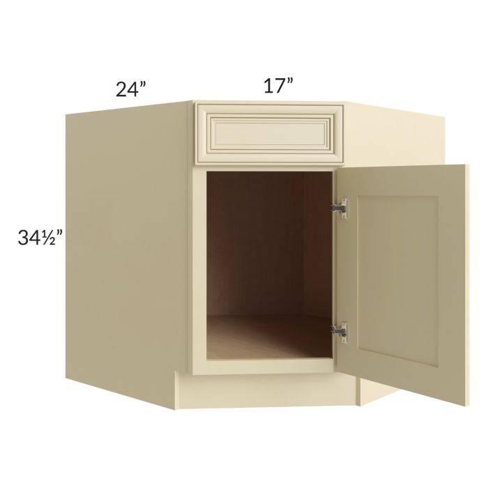 Phoenix Cream Glaze 36" Diagonal Corner Sink Base Cabinet