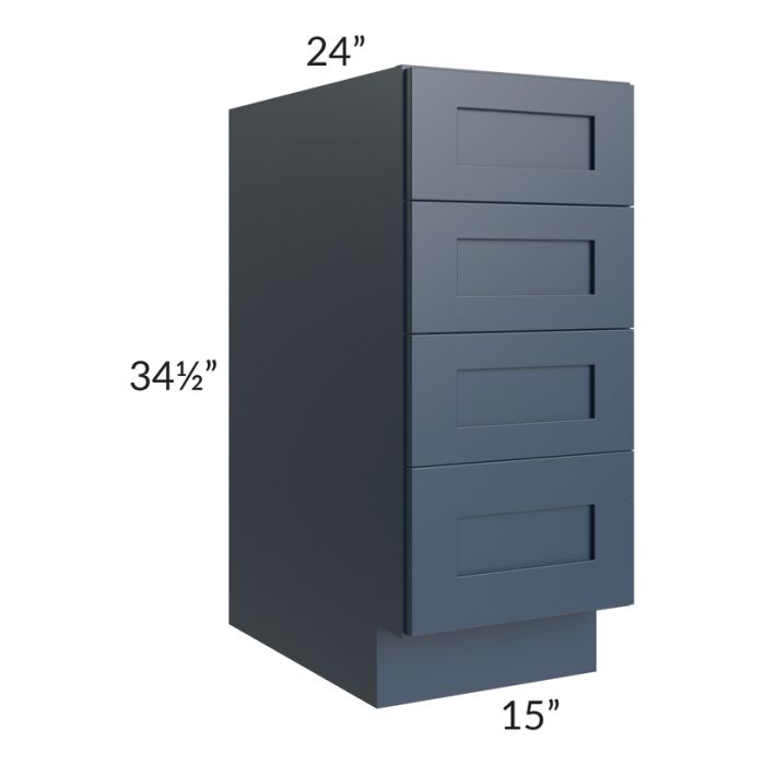 Midtown Blue Shaker 15" 4-Drawer Base Cabinet