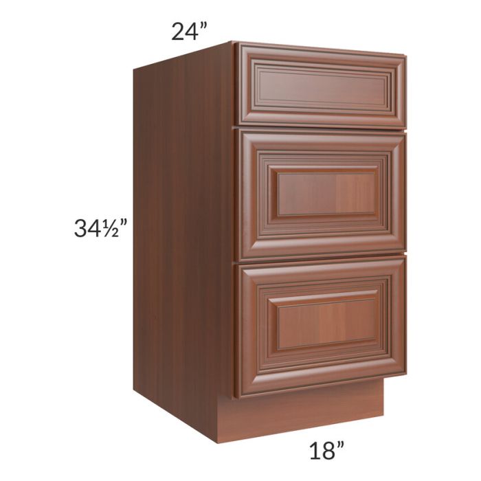 Phoenix Caramel Glaze 18" 3-Drawer Base Cabinet