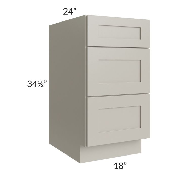 Stratton Light Grey Shaker 18" 3-Drawer Base Cabinet