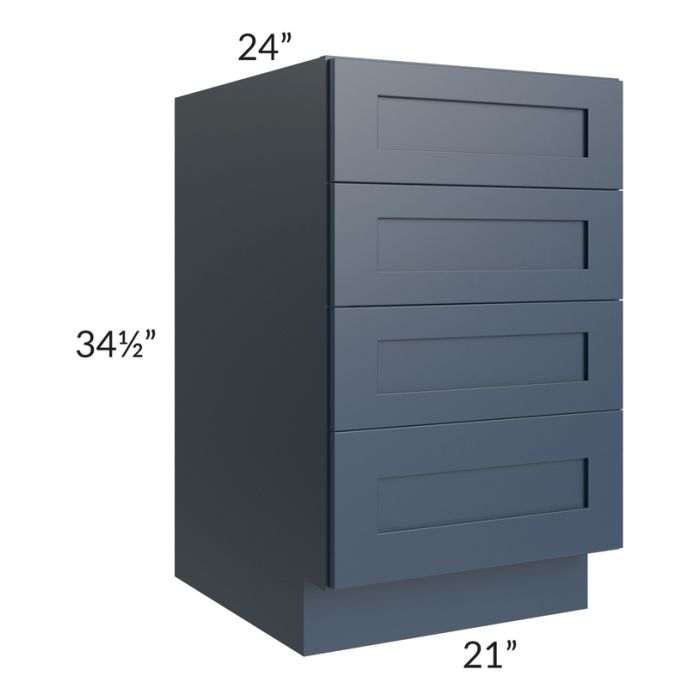 Midtown Blue Shaker 21" 4-Drawer Base Cabinet