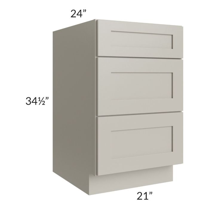 Stratton Light Grey Shaker 21" 3-Drawer Base Cabinet