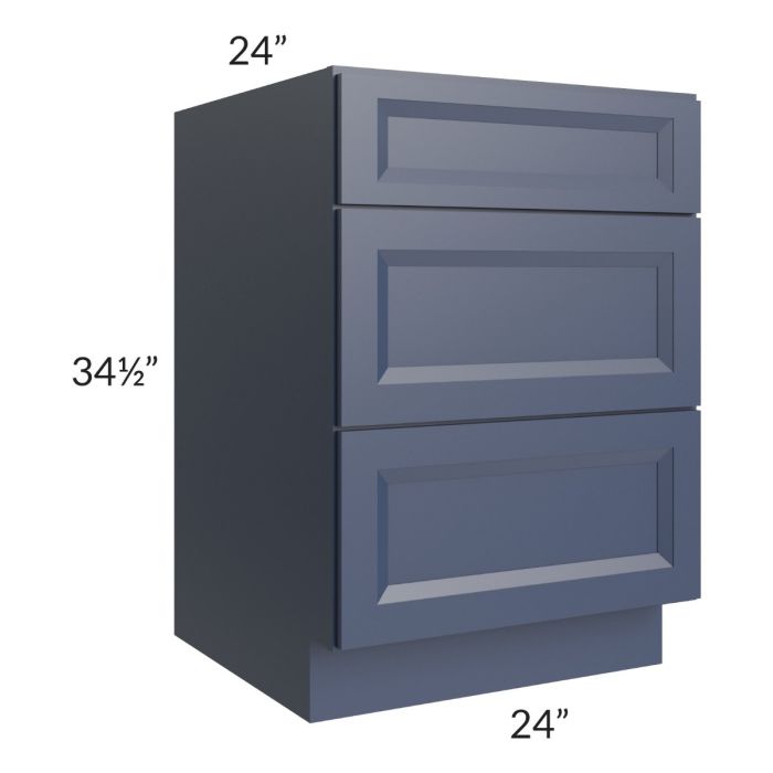Bayville Blue 24" 3-Drawer Base Cabinet