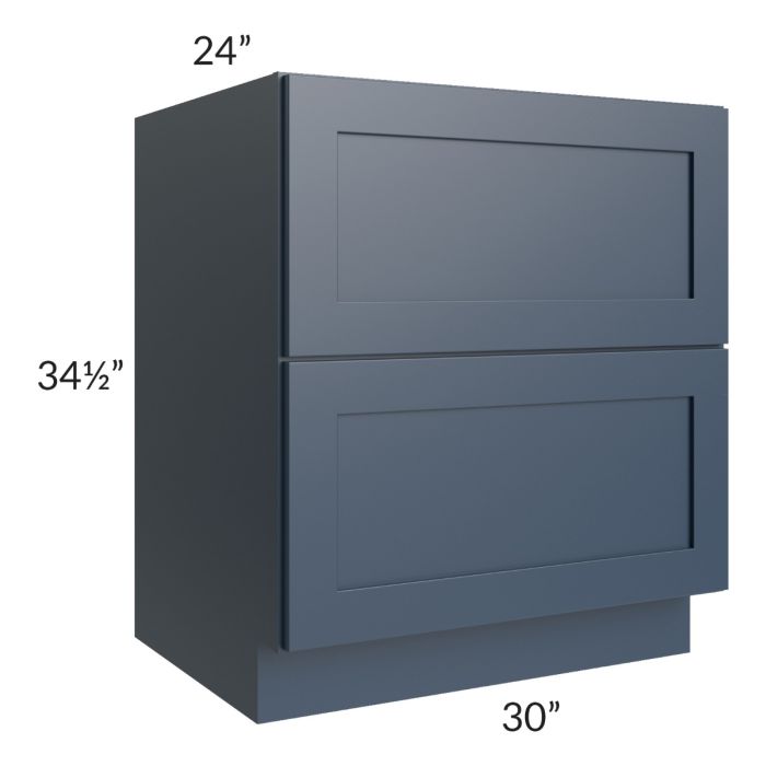 Midtown Blue Shaker 30" 2-Drawer Base Cabinet