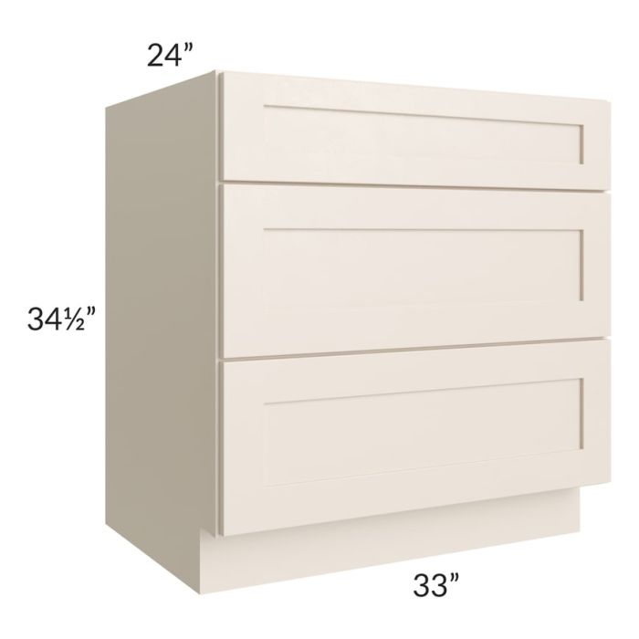 Midtown Cream Shaker 33" Drawer Base Cabinet