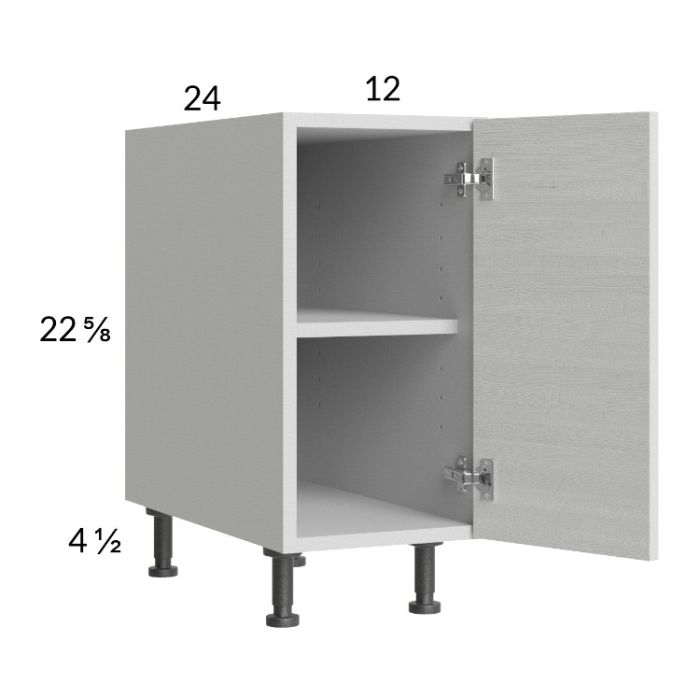 Euro White Grain 12" Full Height Door Desk Base Cabinet