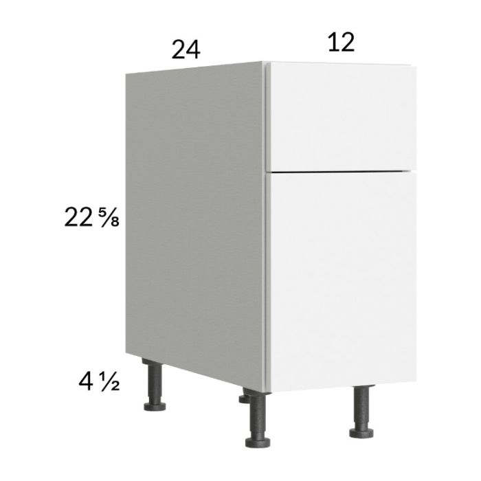 Euro Gloss White 12" 2-Drawer Desk Base Cabinet