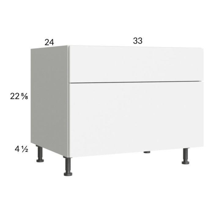 Euro Gloss White 33" 2-Drawer Desk Base Cabinet