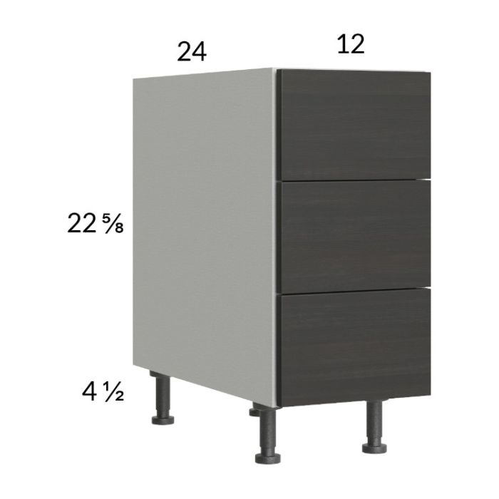 Euro Cafe 12" 3-Drawer Desk Base Cabinet