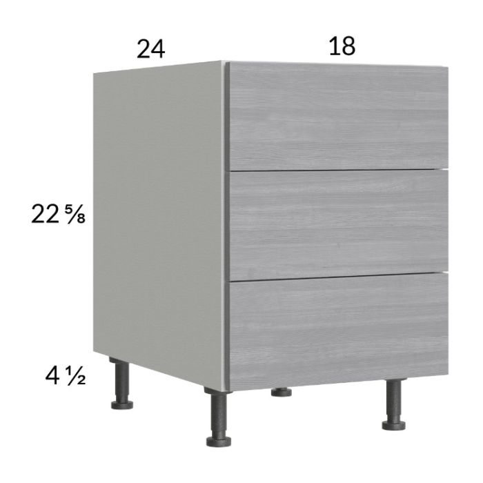 Euro Grey 18" 3-Drawer Desk Base Cabinet