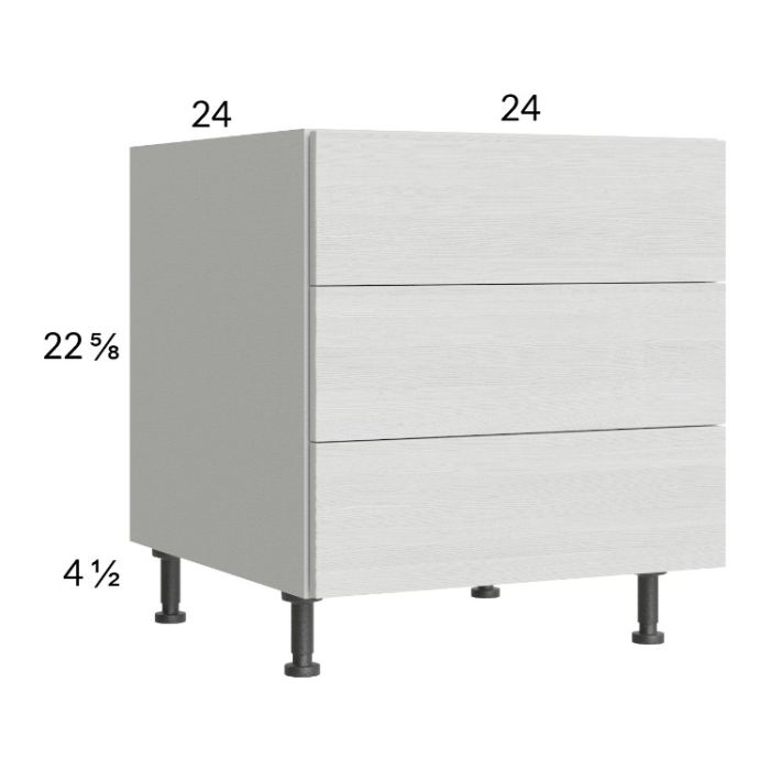 Euro White Grain 24" 3-Drawer Desk Base Cabinet