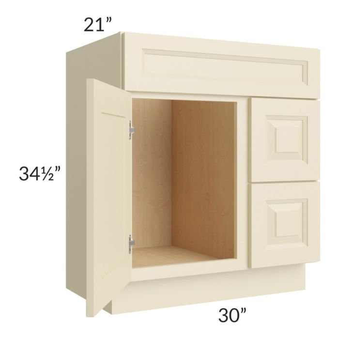 Casselton Ivory 30x21 Vanity Sink Base Cabinet (Door on Left)