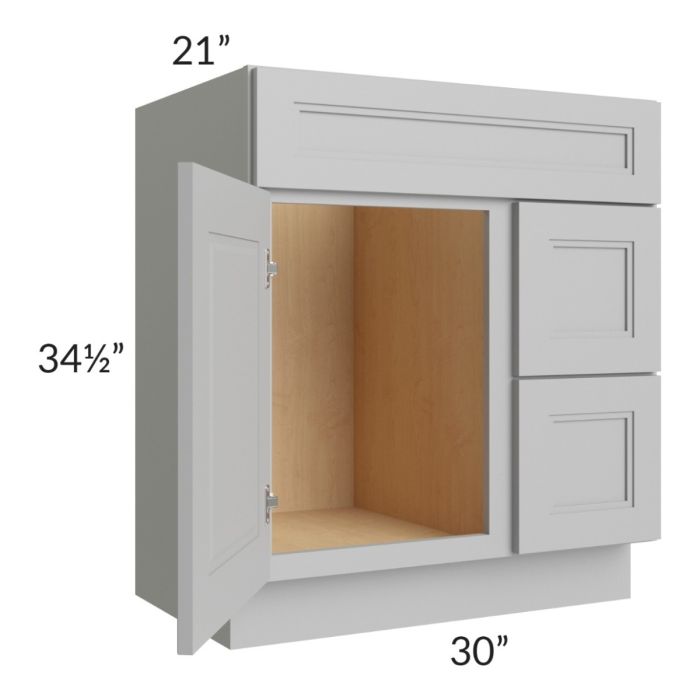 Charlotte Grey 30x21 Vanity Sink Base Cabinet (Door on Left)