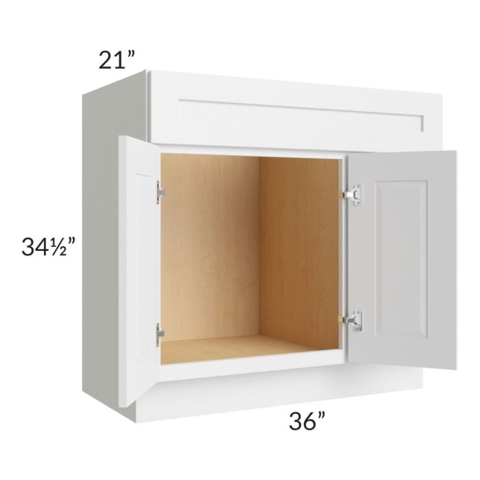 Southport White Shaker 36x21 Vanity Sink Base Cabinet (Doors on Left)