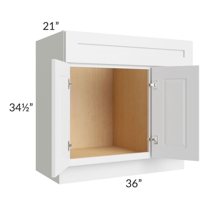 Brighton White Shaker 36x21 Vanity Sink Base Cabinet (Doors on Left)