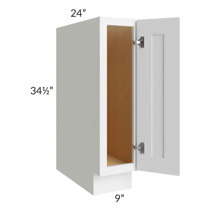 Alpine White Shaker 9" Full Height Door Base Cabinet