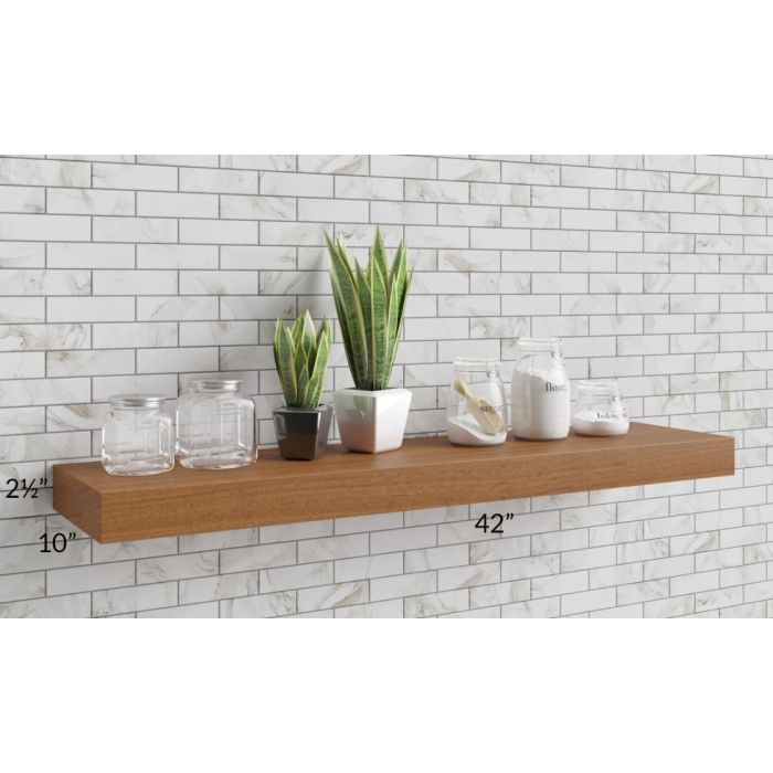 Aspen White Shaker 42" Floating Walnut Shelf