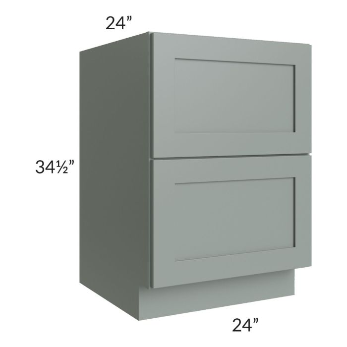 Woodland Green Shaker 24" 2-Drawer Base Cabinet