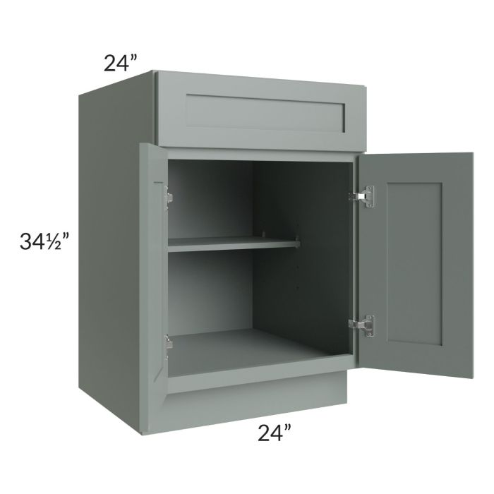 Woodland Green Shaker 24" 2-Drawer Base Cabinet