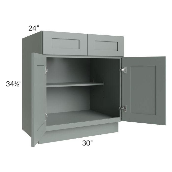 Woodland Green Shaker 24" 2-Drawer Base Cabinet