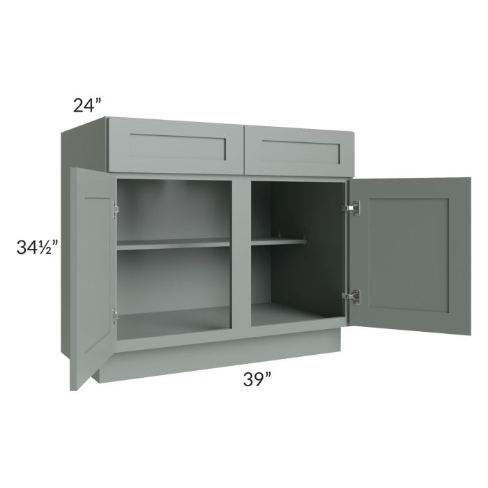 Woodland Green Shaker 24" 2-Drawer Base Cabinet