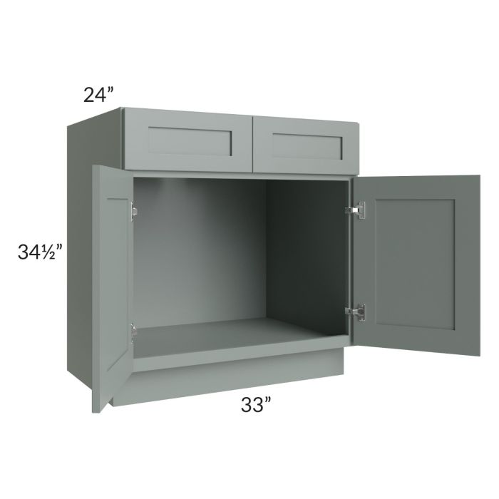 Woodland Green Shaker 24" 2-Drawer Base Cabinet