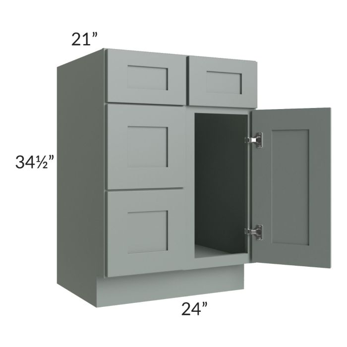 Woodland Green Shaker 24" 2-Drawer Base Cabinet