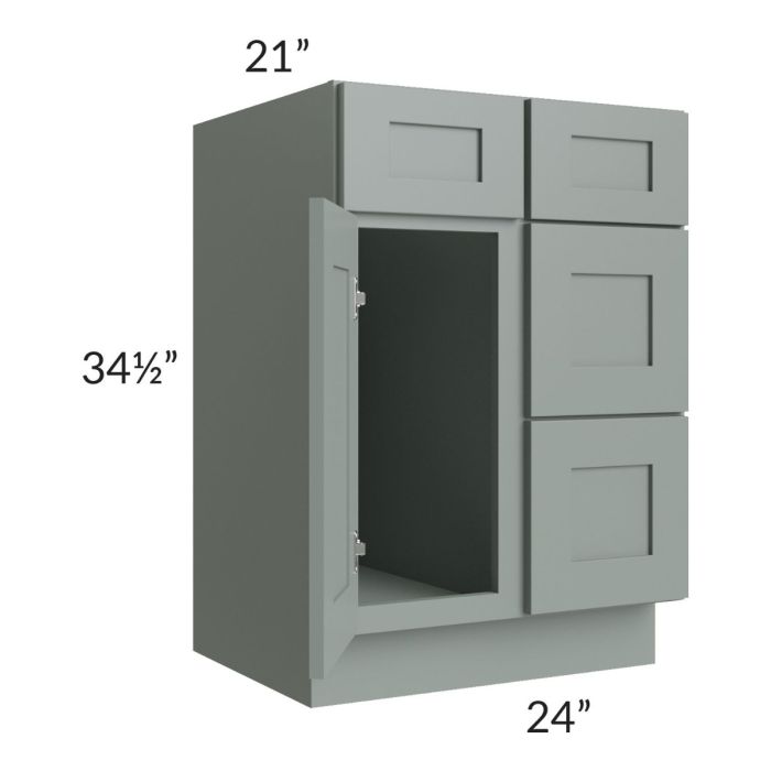 Woodland Green Shaker 24" 2-Drawer Base Cabinet