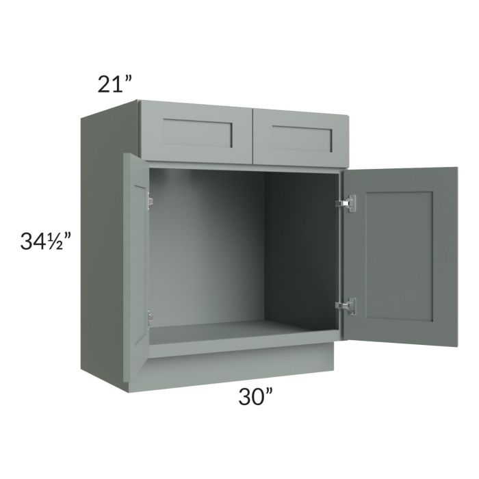 Woodland Green Shaker 24" 2-Drawer Base Cabinet