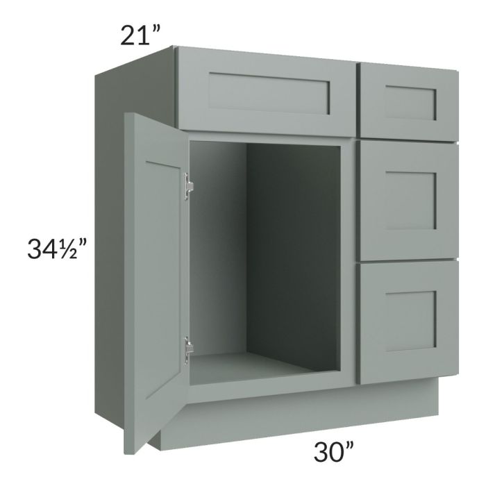 Woodland Green Shaker 24" 2-Drawer Base Cabinet