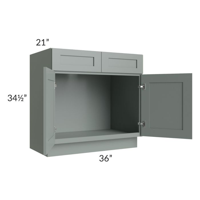 Woodland Green Shaker 36" Vanity Sink Base Cabinet