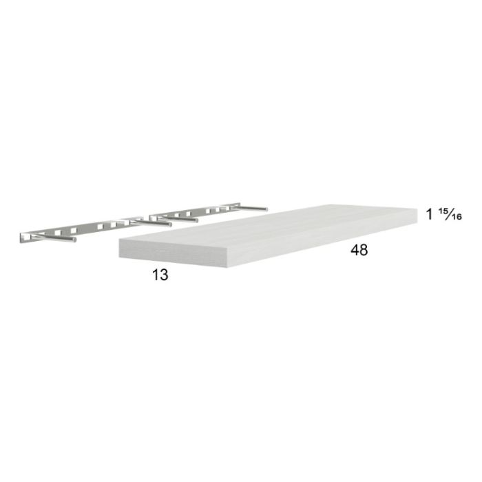 Euro White Grain 48" Floating Wall Shelf