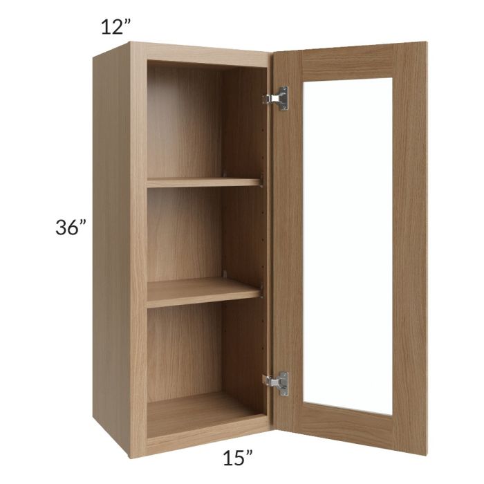 Township Rift Oak 15x36 Wall Glass Door Cabinet
