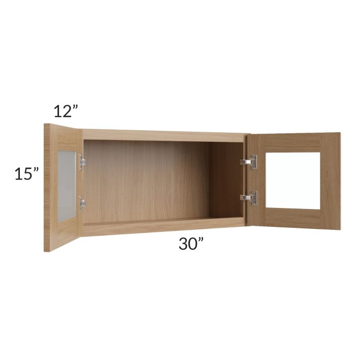 Township Rift Oak 30x15 Wall Glass Door Cabinet
