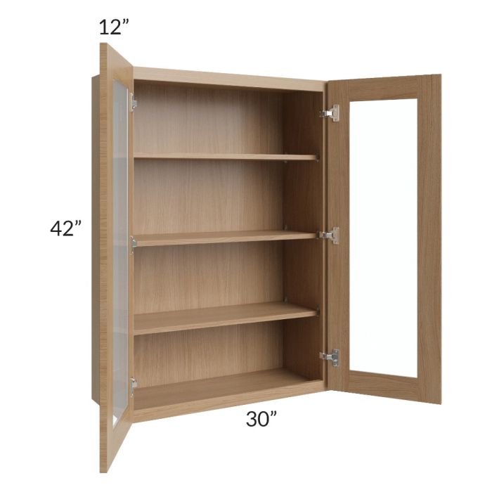 Township Rift Oak 30x42 Wall Glass Door Cabinet