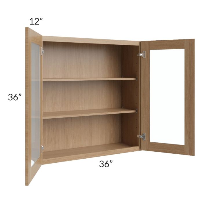 Township Rift Oak 36x36 Wall Glass Door Cabinet