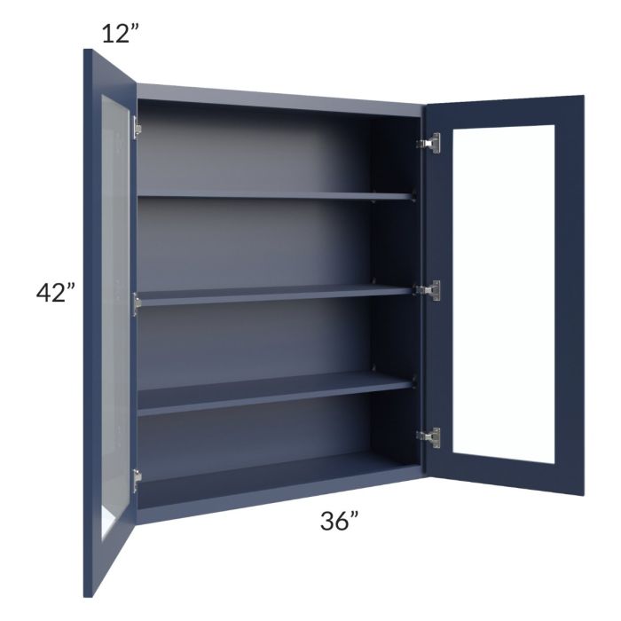 Bayville Blue 36x42 Wall Glass Door Cabinet