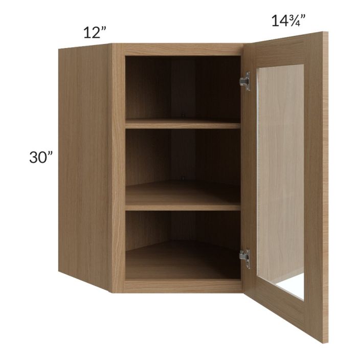 Township Rift Oak 24x30 Diagonal Corner Wall Glass Door Cabinet