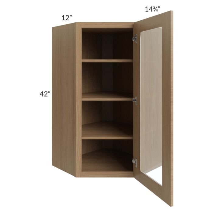 Township Rift Oak 24x42 Diagonal Corner Wall Glass Door Cabinet