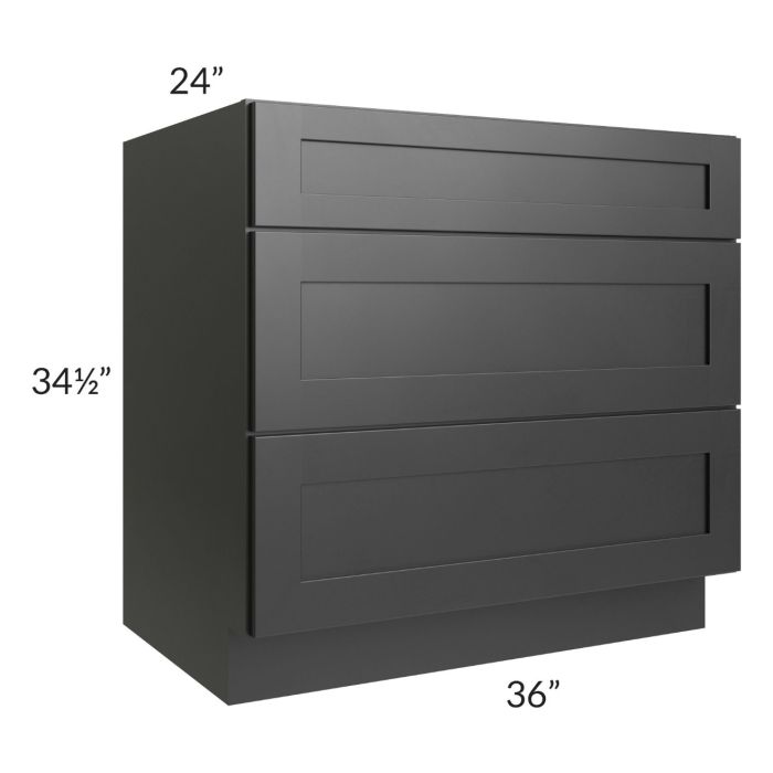 Onyx Black Shaker 24" 2-Drawer Base Cabinet