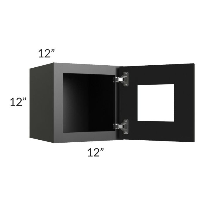 Onyx Black Shaker 12x12 Decorative Wall Cabinet with Plain Glass