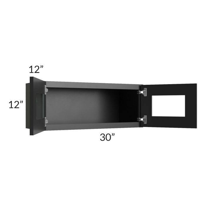 Onyx Black Shaker 30x12 Decorative Wall Cabinet with Plain Glass