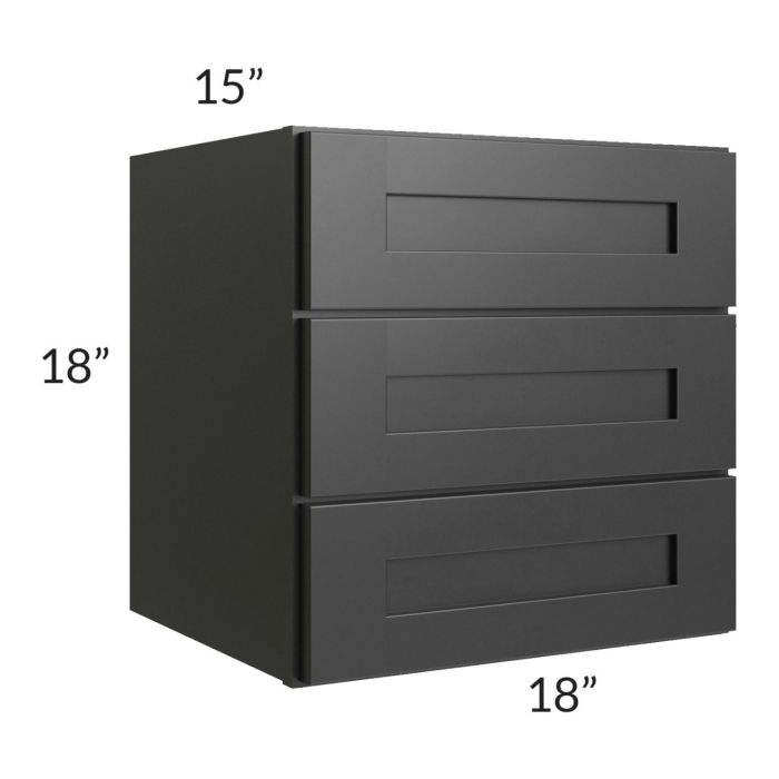 Onyx Black Shaker 18x18 3-Drawer Wall Cabinet