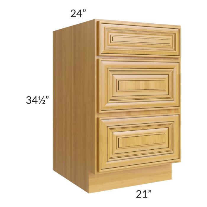 Glazed Praline 21" 3-Drawer Base Cabinet