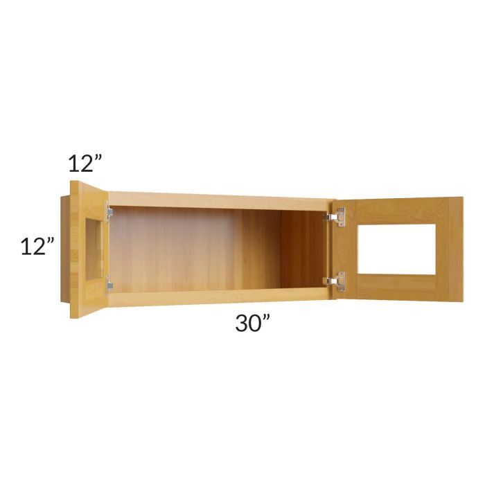 Glazed Praline 30x12 Decorative Wall Cabinet with Beveled Glass