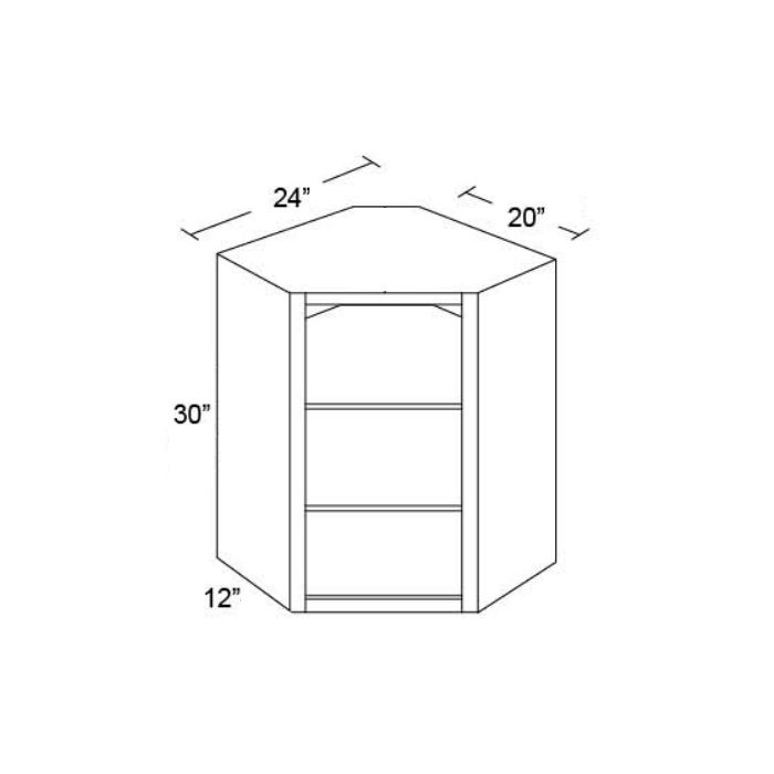 24x30 Corner Wall Cabinet (No Door) To Be Used With A Glass Door