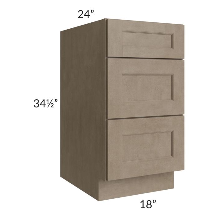 Cobblestone Grey 18" 3-Drawer Base Cabinet