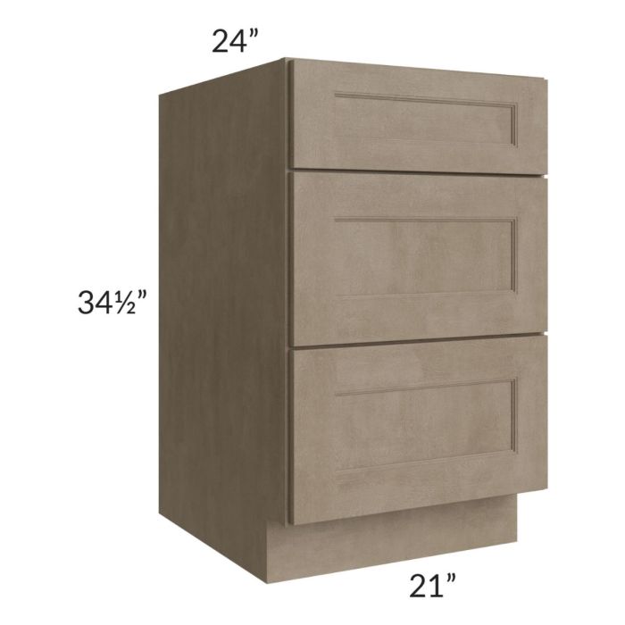 Cobblestone Grey 21" 3-Drawer Base Cabinet