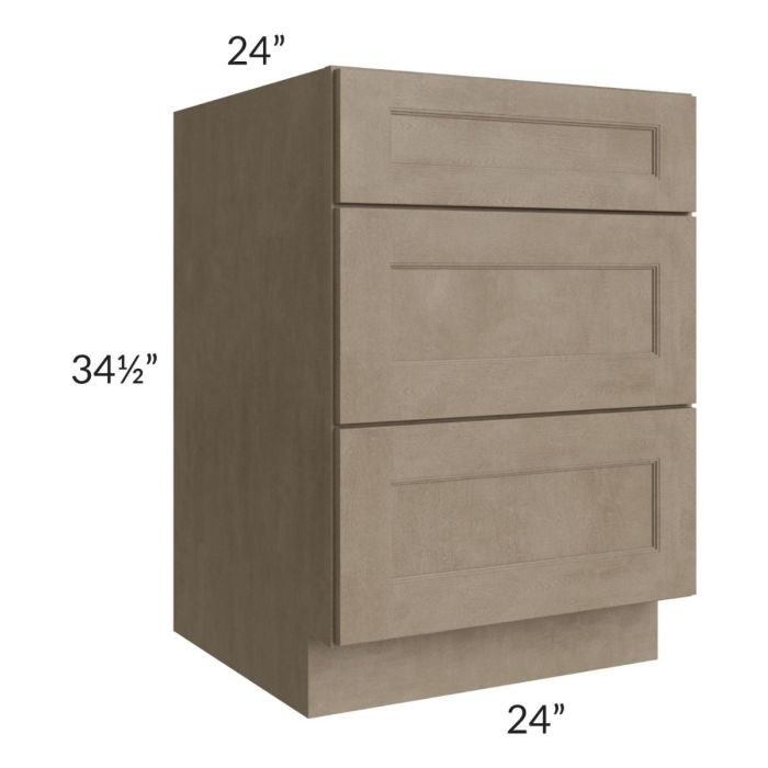 Cobblestone Grey 24" 3-Drawer Base Cabinet